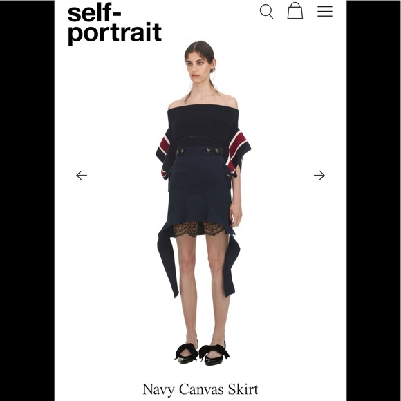 Self-portrait Navy Canvas Skirt - Picture 2 of 5
